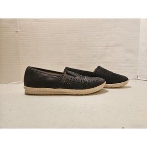 Earth Spirit Gelron Womens 6.5 Slip On Loafer Shoes Black Laser Cut outs Flats